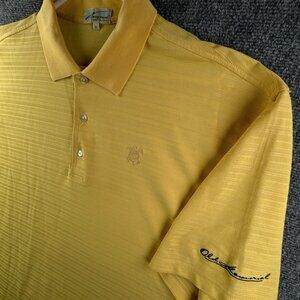Nick Price Old Memorial Yellow XL Cool Luxe Polo Shirt Golfing Striped Textured
